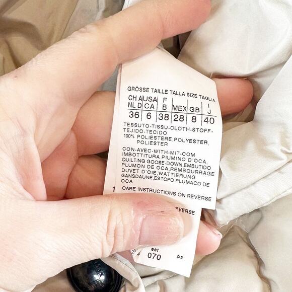 Max Mara Quilted Down Oversized Collar Belted Puffer Coat Jacket Cream 6 - Picture 5 of 11